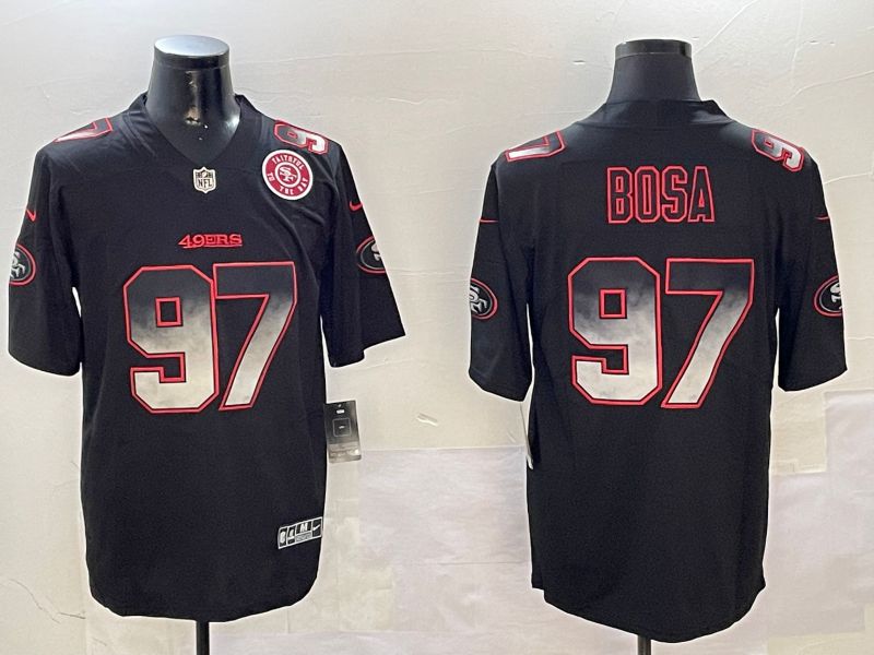 Men San Francisco 49ers 97 Bosa Black Nike Smoke Fashion 2024 Limited NFL Jersey style 4